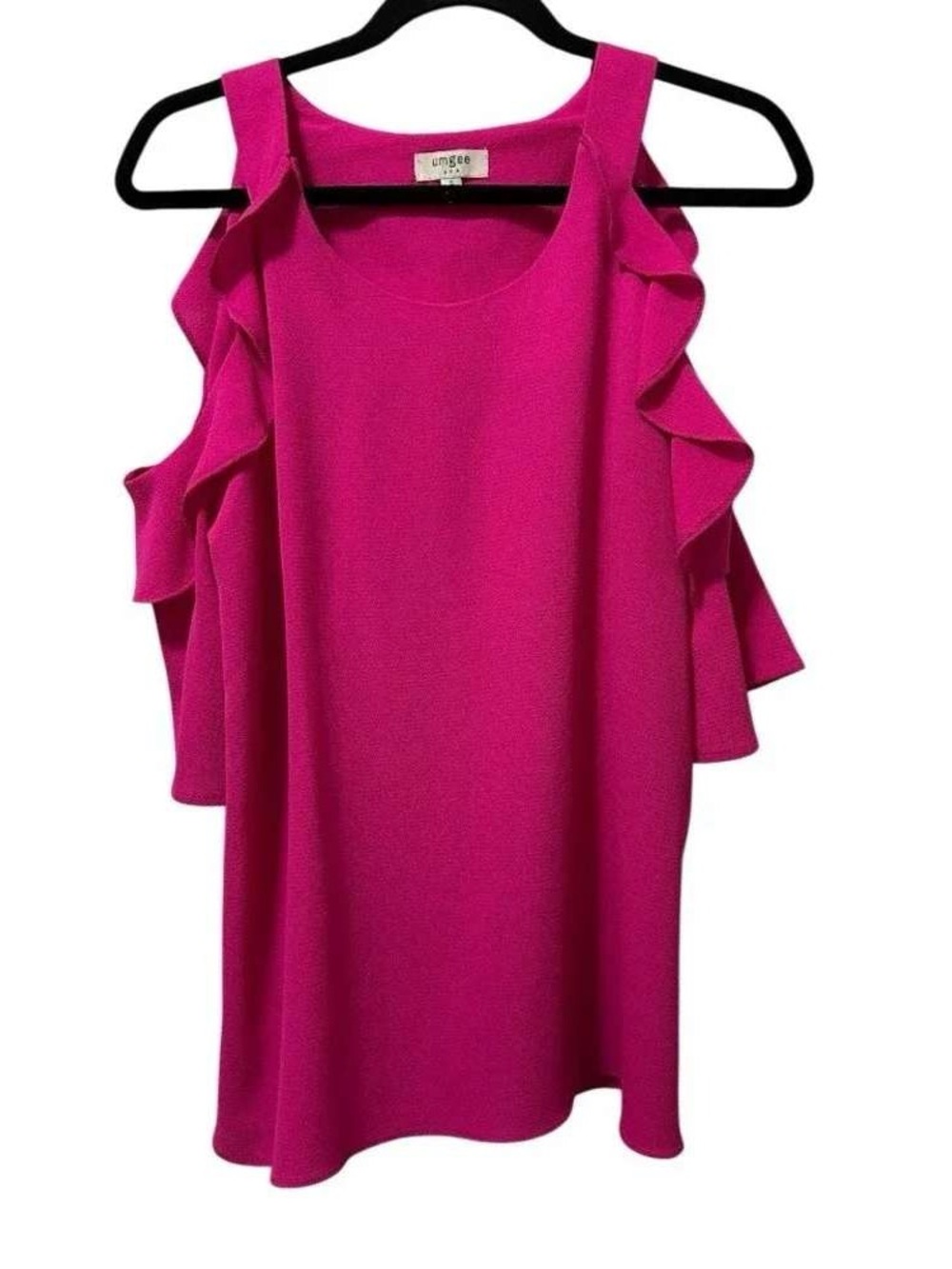 Lush Pink Cold-Shoulder Ruffle Top by